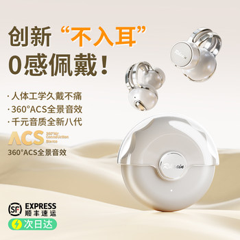 Bluetooth Earphones, Clip-On, Wireless, Non-In-Ear, Noise-Cancelling, Ultra-Long Battery Life, Suitable for Sports, Running, Gaming, High-End, Unisex