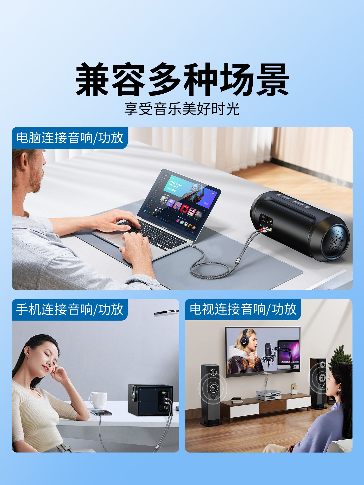 Rexon 3.5mm Audio Cable Splitter, One-To-Two Audio Amplifier Connection Cable, Rca Red and White Dual Plug, Computer, Mobile Phone, Tv Adapter, Speaker, Subwoofer, Dedicated Aux Input/Output, One-To-Two