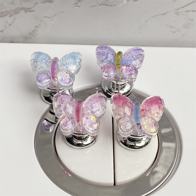 New ins Colorful Butterfly Toilet Flusher for Long Nails, Universal Creative Bathroom Flush Switch