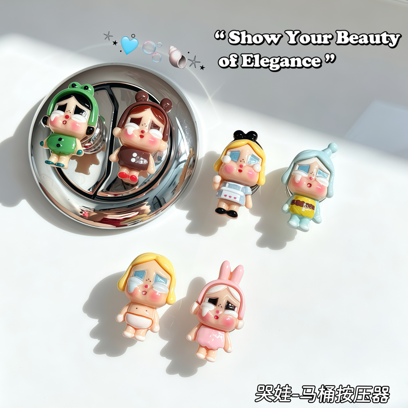 New Cute Crying Baby Toilet Flush Button for Long Nails, Universal Creative Bathroom Flush Switch Aid New Cute Crying Baby Toilet Flush Button for Long Nails, Universal Creative Bathroom Flush Switch Aid