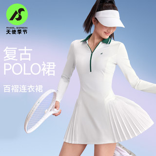 Angel season long sleeve tennis dress women's 2025 new autumn and winter beautiful badminton tennis wear sports skirt