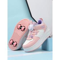 High-end four-wheeled childrens heelys skates for girls invisible double-row roller skates for boys and girls with wheels for sports