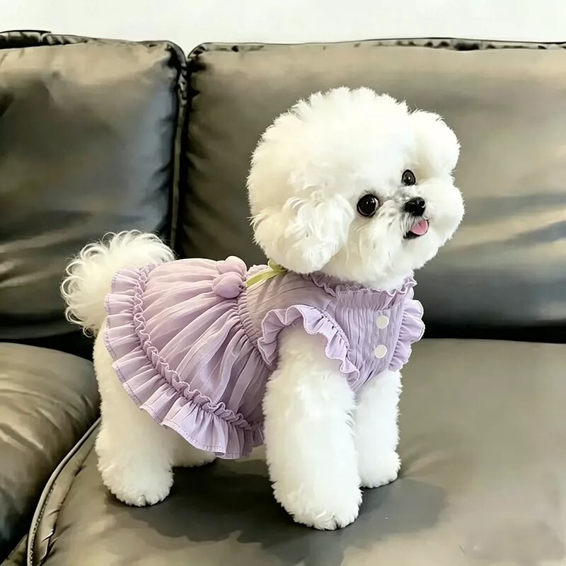 Spring and Summer Pet Clothing, Breathable and Cool Tutu Skirt, Dog and Cat Dress, Small Dog Teddy Bichon Clothes