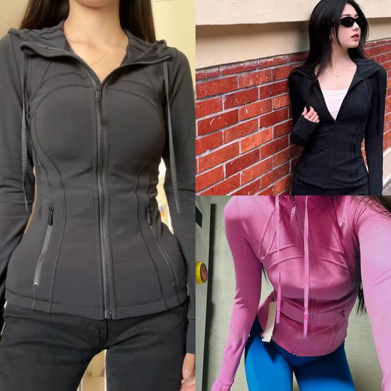 Women's Sports Hooded Jacket Running Yoga Jacket Women's Hooded Slim Fit Zipper Cardigan Fitness Top