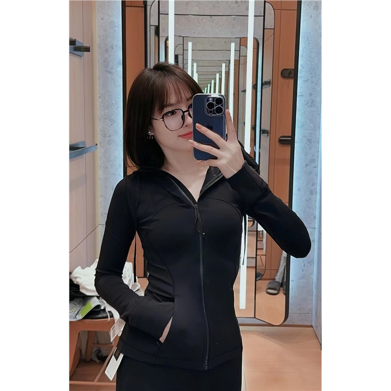 Yoga Wear Women's Red Top Sports Jacket Outwear Brushed Hooded Defina