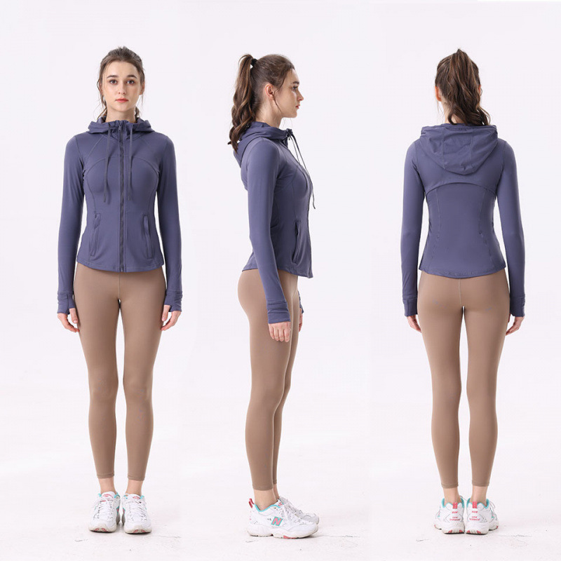 Swift Speed Women's Sports Hooded Jacket Slim Fit Stretch Printed Running Zipper Yoga Jacket Top