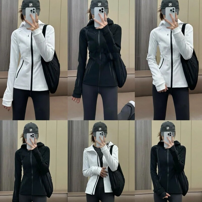 Winter Waterproof Hooded Slim-Fit Outdoor Sports Jacket Fleece-Lined Softshell Zip-Up Yoga Wear