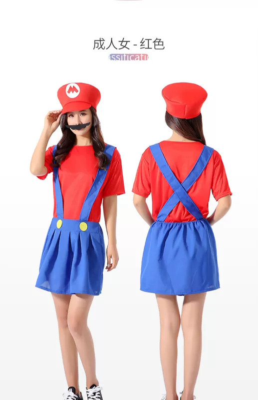 Halloween cosplay anime trang phục cha mẹ-con chơi người lớn và trẻ em Mario quần áo Super Mario áo liền quần