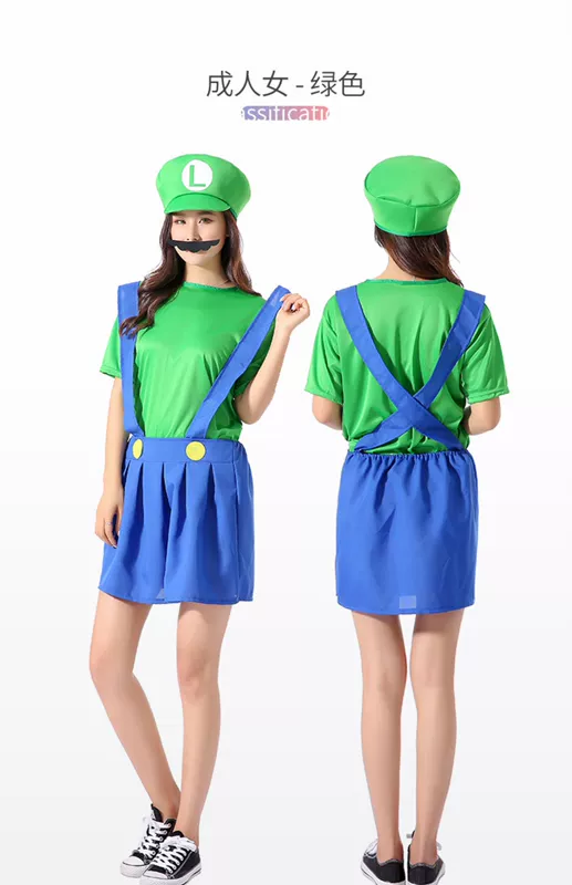 Halloween cosplay anime trang phục cha mẹ-con chơi người lớn và trẻ em Mario quần áo Super Mario áo liền quần