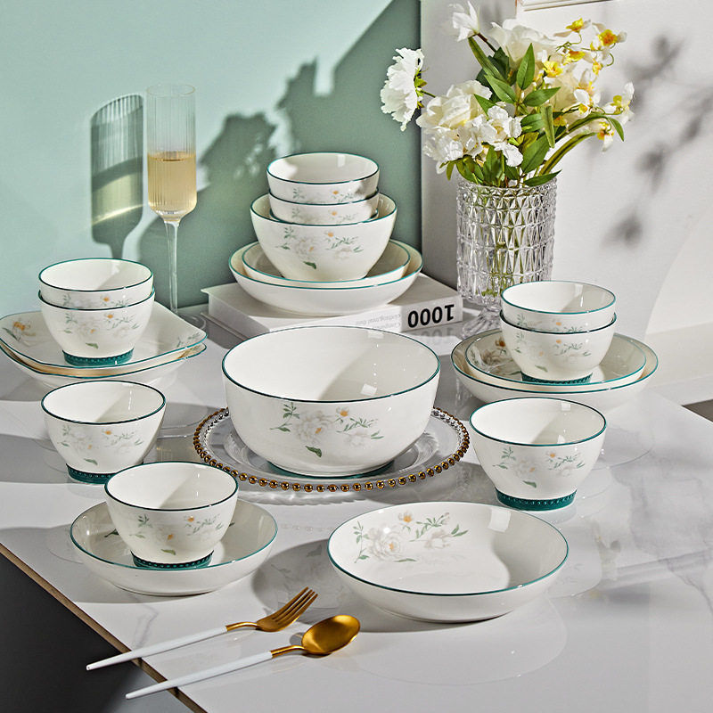 2026 New Ceramic Household Tableware Set, Fresh Style Bowl Set, Complete Set of Crockery, Housewarming Gift 2026 New Ceramic Household Tableware Set, Fresh Style Bowl Set, Complete Set of Crockery, Housewarming Gift