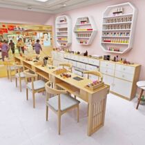 Solid wood manicure table fashionable Internet celebrity marble single and double table and chair set simple Japanese style manicure table with vacuum cleaner