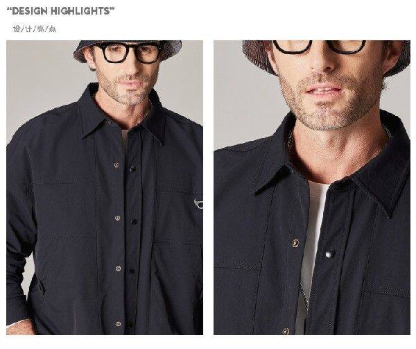 Джинсовая рубашка high-end tooling shirt jacket men's 2023 winter new cotton v Other