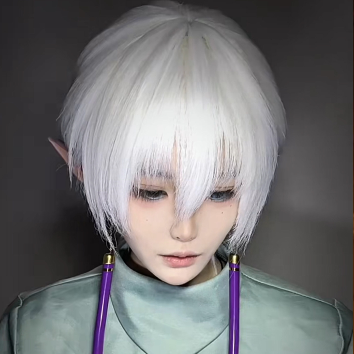 光遇正太cos纯白假毛奶狗碎齐刘海日系蓬松短发全头套_COSPLAY配件_淘宝游戏网