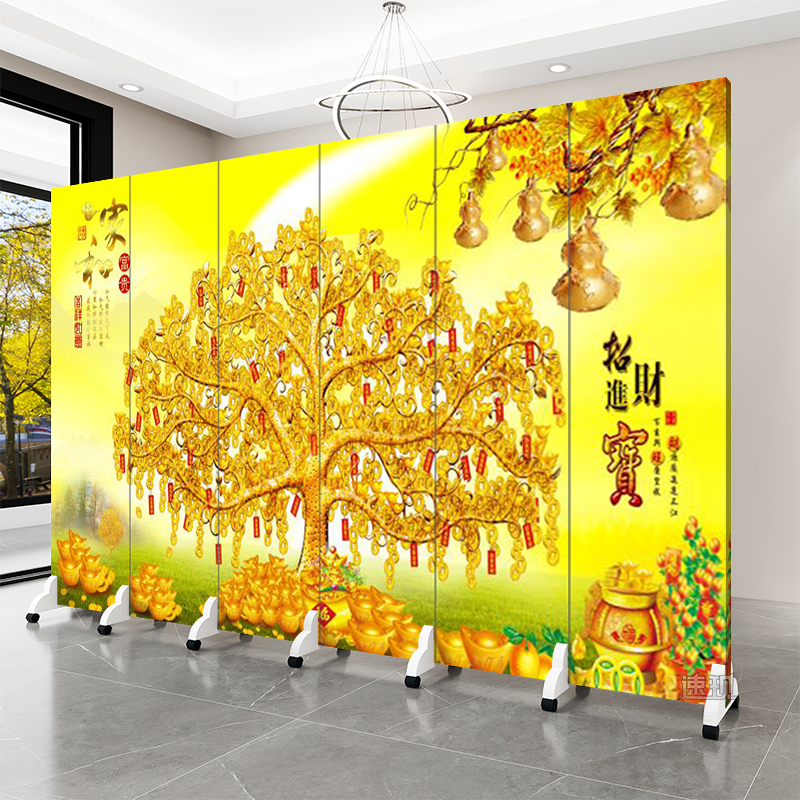 Money Tree Screen Partition for Living Room, Foldable and Movable, Fortune Tree for Home Feng Shui Decoration