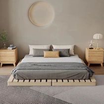 Naizhai solid wood tatami bed floor-standing rental house folding bed frame modern double row frame bedroom wooden bed