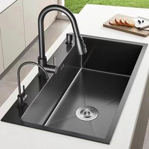 Baihan kitchen sink large single tank 304 stainless steel sink under counter sink thickened vegetable sink sink
