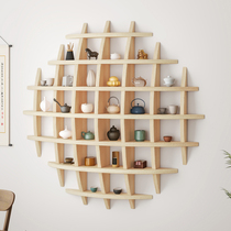 Dongwo Naijia solid wood wall storage rack wall-mounted living room wall decoration rack Bogu rack wall display rack