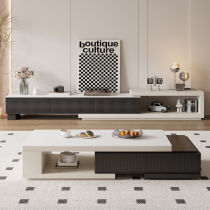 Guidian black and white coffee table living room high-end complete set of square slate retractable coffee table TV cabinet minimalist light luxury high-end