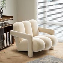 归点轻奢单人沙发客厅布艺奶油风懒人沙发单人椅阳台卧室休闲沙发