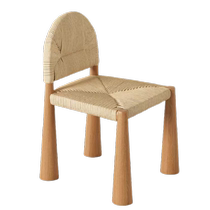 Hexuan retro solid wood water grass woven rattan chair designer B&B restaurant rattan solid wood chair mid-century style dining chair