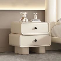 Rich Zone Internet Celebrity Cream Style Bedside Table Free of Installation Simple Modern Leather Retro Storage Cabinet Solid Wood Home