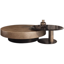 Dongwo Yueshun simple small apartment living room bronze coffee table Italian stainless steel large and small round coffee table combination