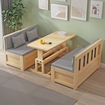 Rich Zone solid wood sofa bed dual-purpose with lift desk small apartment multi-functional sliding foldable storage bed