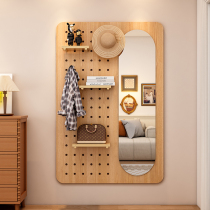 The leader of the wood dressing mirror integrated home bedroom fitting mirror entrance hall wall-mounted full-length mirror wall-mounted coat rack mirror