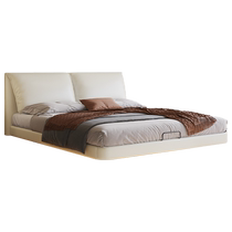 Meimengyi Elephant Ear Suspended Bed Master Bedroom Cream Style Double Bed Modern Simple Storage 1 8m Leather Bed