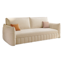 Baiying multifunctional push-pull technology velvet sofa bed small apartment folding double sitting and sleeping storage bed