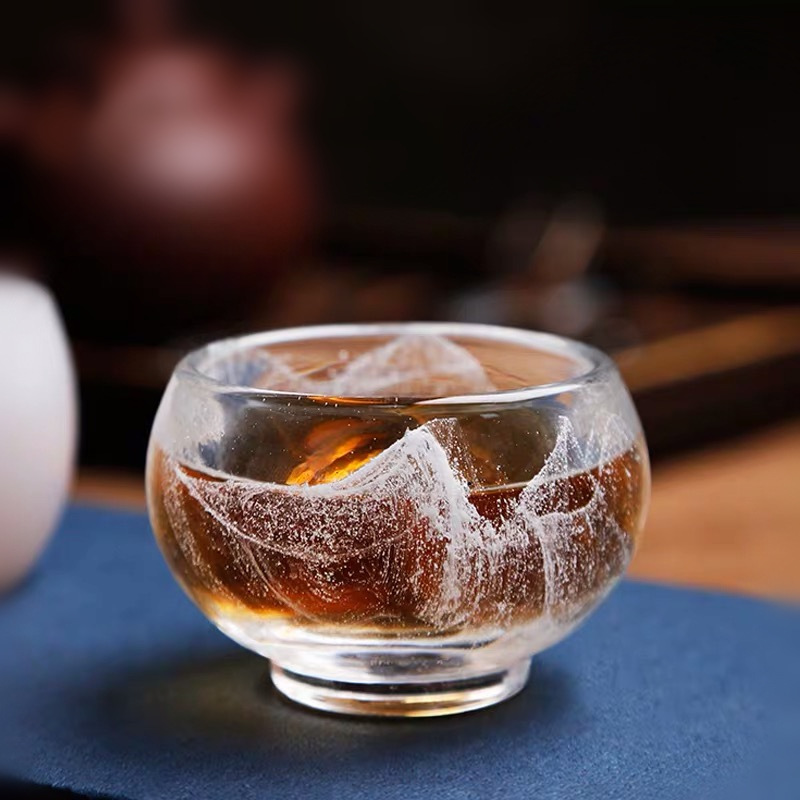 Crystal Flower-Patterned Tea Cup, Glass Tea Set, High-End Tea Cup, Japanese-Style Snowflake Zen Cup, Glass Master Cup, Single Cup Crystal Flower-Patterned Tea Cup, Glass Tea Set, High-End Tea Cup, Japanese-Style Snowflake Zen Cup, Glass Master Cup, Single Cup