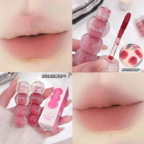 Light tea milk apricot~Tanghulu soft matte lip mud matte matte lip glaze color whitening lip gloss students affordable makeup