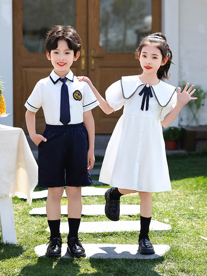 Kindergarten Uniforms, Primary School Uniforms, Children's Summer British-Style Shirt Suits, Graduation Photo Class Uniforms, Performance Costumes