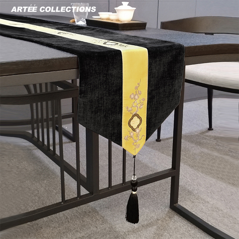 New Chinese-Style Table Runner, Zen-Inspired, Light Luxury, Waterproof Tablecloth, Tea Mat, Tea Table Cloth, Long Strip Tea Table Cloth, Tea Table Mat