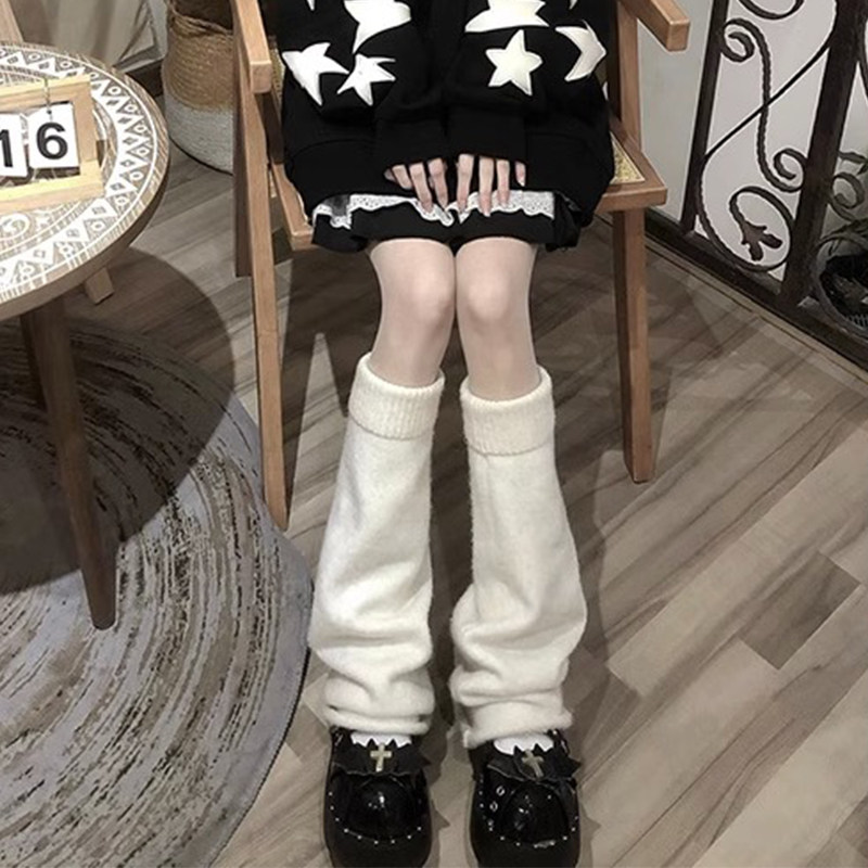 ホワイトミレニアムニットソックス（レディース）、春/秋/冬用、スリム効果のあるワイドレッグフレアソックス、ふくらはぎプロテクター