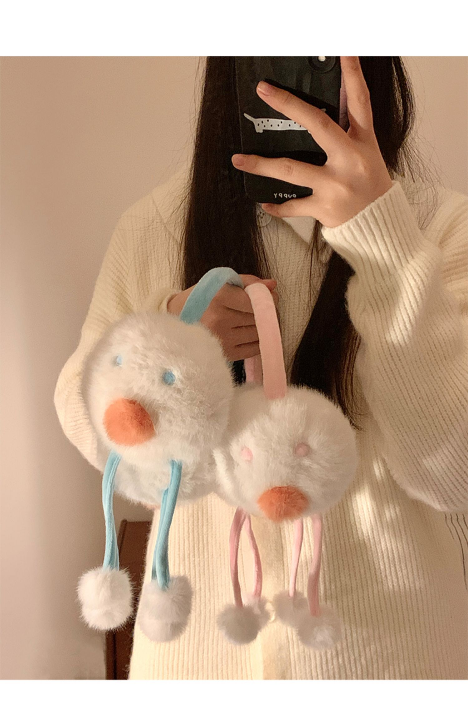 Niedlicher Schneemann, große Plüsch-Ohrenschützer, kältebeständig und warmhaltend, für den Winter, Ohrwickel, warmhaltend, Reit-Ohrschutz, Ohrabdeckung_voghion.com