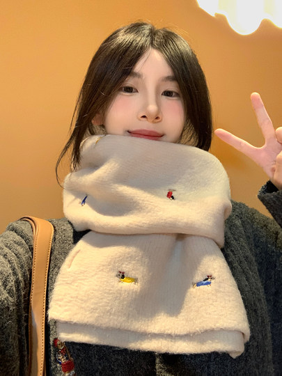 Wool Dachshund Dog Knitted Scarf for Women, Autumn and Winter 2025 New Korean Style, Cute and Warm Neck Warmer