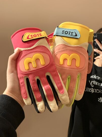 Dopamine Motorcycle Five-Finger Gloves for Women, Cute Outdoor Windproof Riding Gloves for Electric Scooters, Non-Slip, Touchscreen Compatible, Suitable for All Seasons