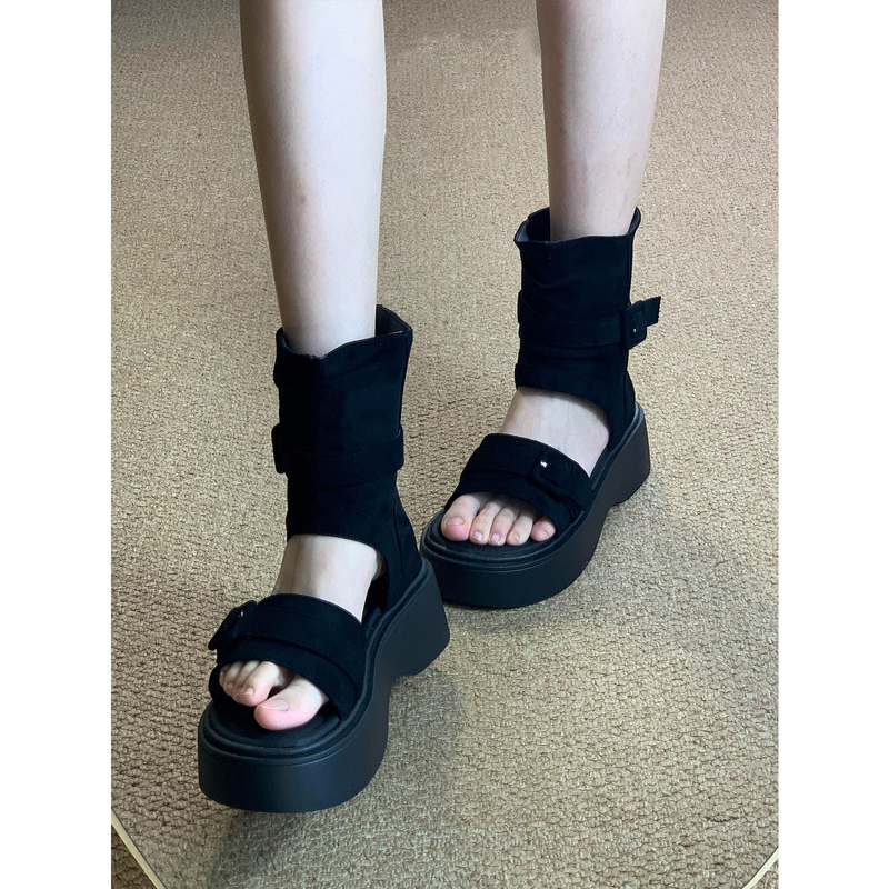 French Uamtor Thick-Soled Height-Increasing Roman Sandals for Women 2026 New Summer Versatile Bootie Sandals for Outerwear French Uamtor Thick-Soled Height-Increasing Roman Sandals for Women 2026 New Summer Versatile Bootie Sandals for Outerwear