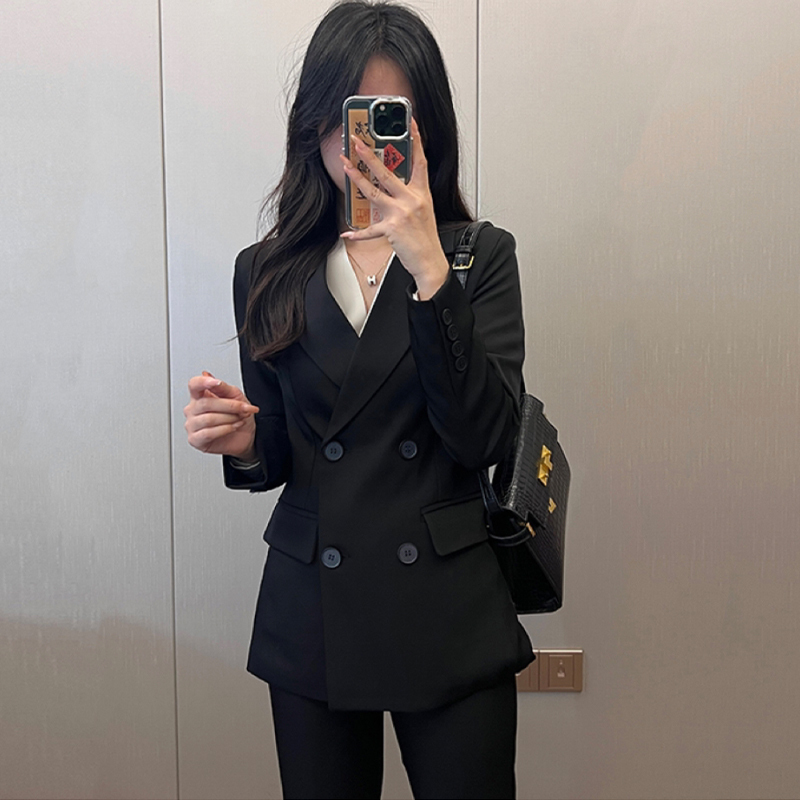 Suit Set for Female College Students, Interview Professional Attire, Spring and Autumn, No-Iron, High-End Workwear, Elegant White-Collar Formal Suit