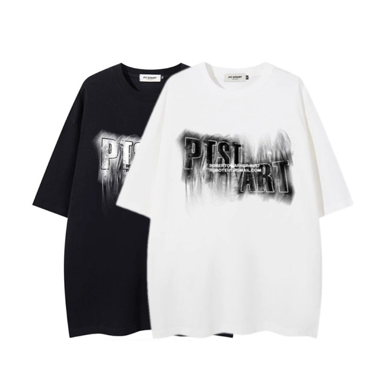 American retro summer new 250g pure cotton white loose and laid-back style short-sleeved T-shirt for men and women, a slimming top trend