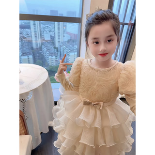 在逃公主女童连衣裙2024秋冬新款儿童轻奢礼服女孩生日高级感裙子