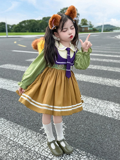 疯狂动物城尼克狐狸朱迪cos服装尾巴女童春秋洛丽塔儿童节公主裙