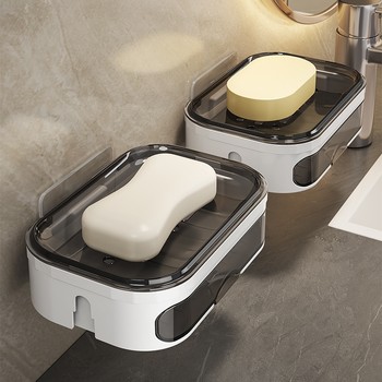 Japanese New Model Soap Holder for Home Use, Wall-Mounted, No-Drill, High-End Bathroom Double-Layer Draining Shelf