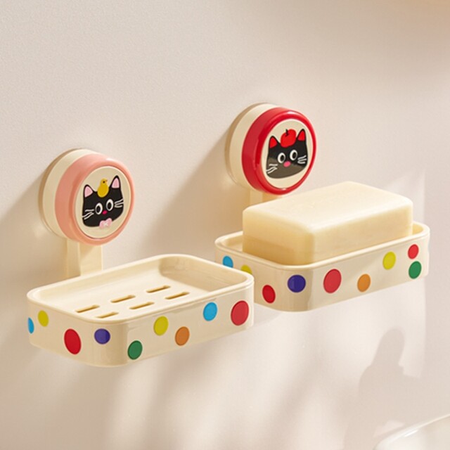 Japanese Imported Suction Cup Soap Holder, No-Drill Wall-Mounted Soap Box, High-End Household Bathroom Storage Rack