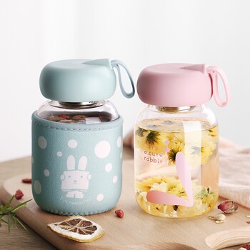 German Imported Mini Glass Cup, Portable, High-Value Summer Water Bottle, Cute for Girls, Small and Trendy for Students, Chubby Style