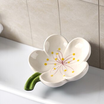 Japanese Mujie Ceramic Soap Dish, Cute Soap Holder, High Aesthetic Value, Creative Drainage Rack for Home Use on the Washbasin