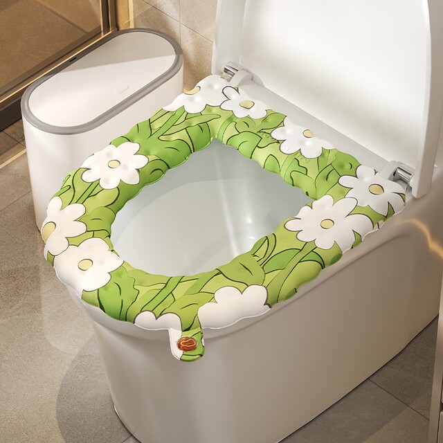 Japanese Scented Toilet Seat Cover, Thickened, Waterproof, No-Wash, Suitable for All Seasons, Wipeable, Washable, Printed Toilet Seat Cover, Seat Ring Cushion