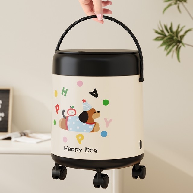 Japanese Imported Trash Can for Home Use, High Aesthetic Value, Large Capacity, Simple Style for Living Room and Bathroom, Creative Dopamine-Style Wastebasket