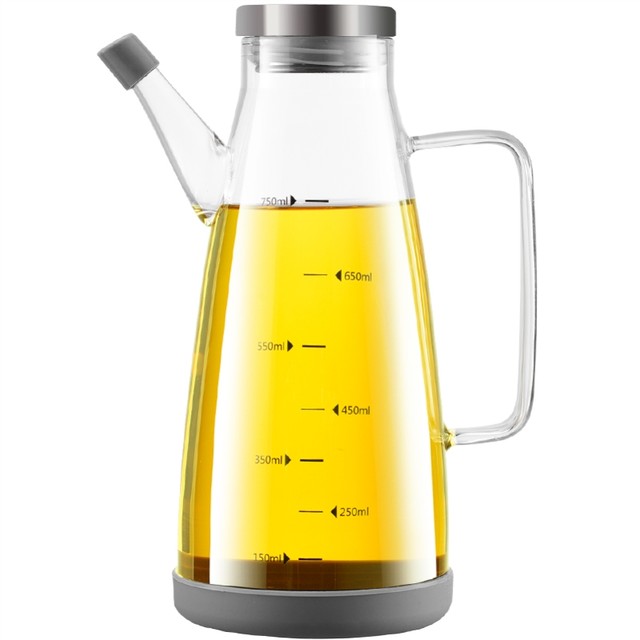 German Imported Glass Oil Pot, Leak-Proof Oil Bottle, Kitchen Household Seasoning Bottle, Soy Sauce and Vinegar Container, Stainless Steel Oil Jug